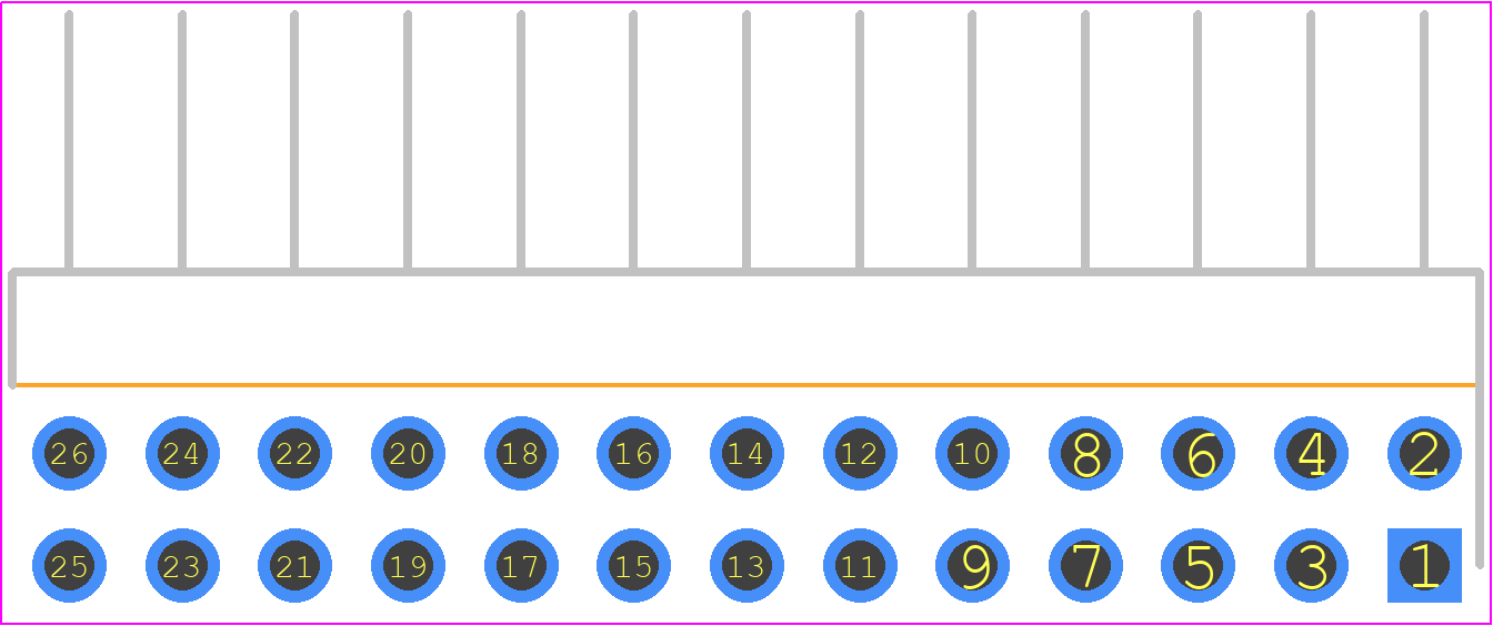 TSW-213-08-G-D-RA - SAMTEC PCB footprint - Header, Unshrouded - Right Angle PTH Pin - Header, Unshrouded - Right Angle PTH Pin - TSW-213-08-G-D-RA