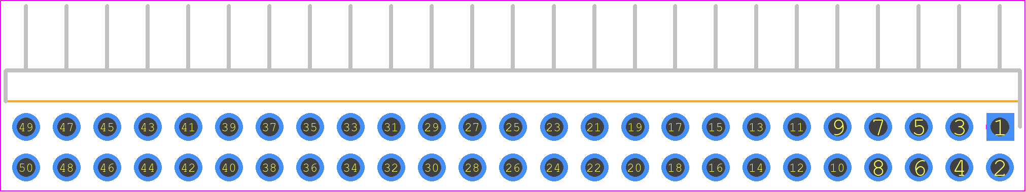 TMM-125-01-F-D-RA - SAMTEC PCB footprint - Header, Unshrouded - Right Angle PTH Pin - Header, Unshrouded - Right Angle PTH Pin - TMM-125-01-F-D-RA