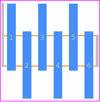 FTR-106-01-S-S - SAMTEC PCB footprint - Header, Unshrouded - Single Row Staggered SMD Pin - Header, Unshrouded - Single Row Staggered SMD Pin - FTR-106-01-S-S