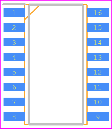 SN74ALS174NSR - Texas Instruments PCB footprint - Small Outline Packages - Small Outline Packages - NS0016A