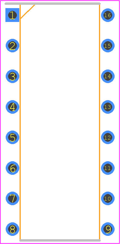 SN74166N3 - Texas Instruments PCB footprint - Dual-In-Line Packages - Dual-In-Line Packages - N (R-PDIP-T16)