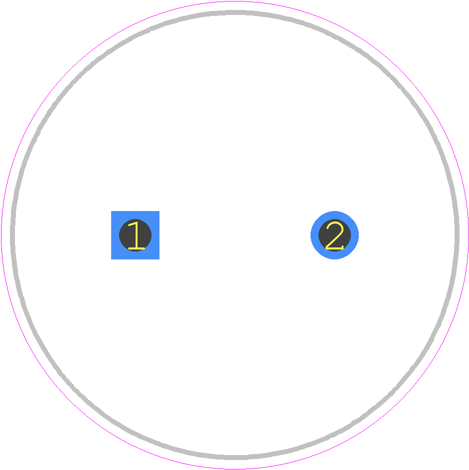 ELG108M100AQ3 - KEMET PCB footprint - Capacitor, Polarized Radial Diameter - Capacitor, Polarized Radial Diameter - 22*35