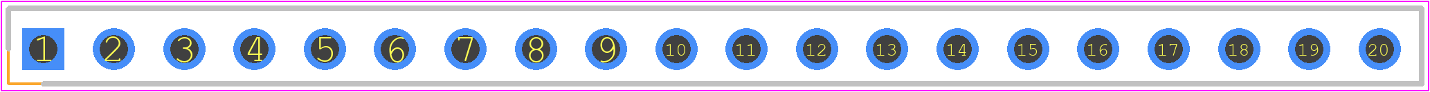 2041-1X20G00SA - OUPIN PCB footprint - Header, Receptacle - Straight PTH Box - Header, Receptacle - Straight PTH Box - 2041-1X20G00SA