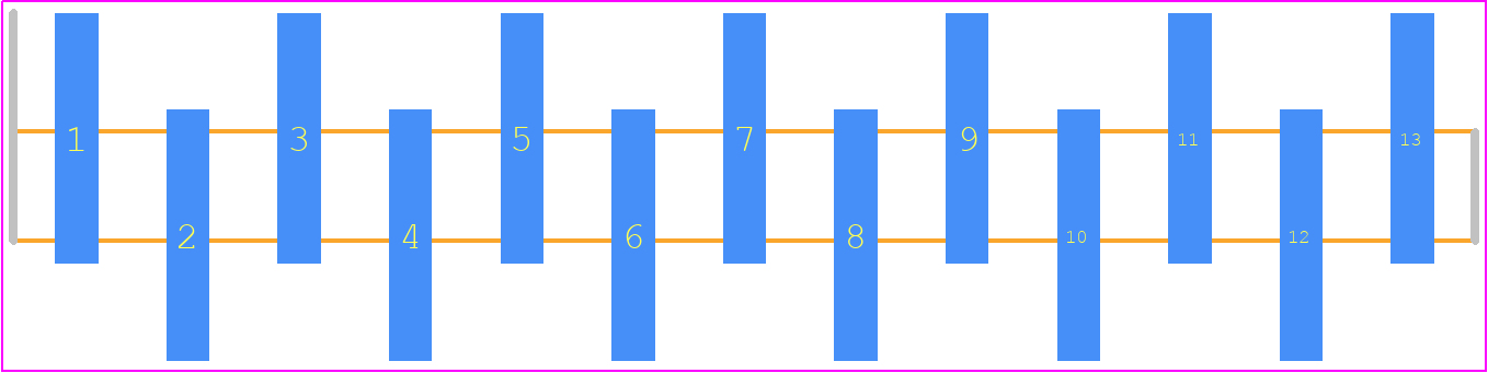 M20-8771346 - Harwin PCB footprint - Header, Unshrouded - Single Row Staggered SMD Pin - Header, Unshrouded - Single Row Staggered SMD Pin - M20-8771346