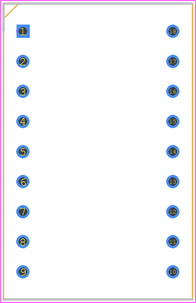 PSC05-12YWA - Kingbright PCB footprint - Dual-In-Line Sockets - Dual-In-Line Sockets - 18-DIP)
