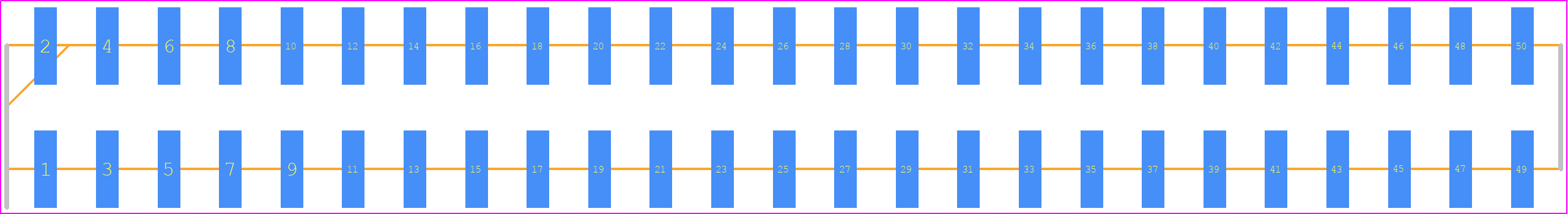 2558P50MATL - Leoco PCB footprint - Header, Unshrouded - Straight SMD Pin - Header, Unshrouded - Straight SMD Pin - 2558P50MATL