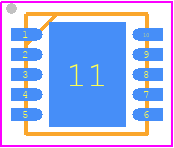 NIS6151MT1TXG - onsemi PCB footprint - Small Outline No-lead - Small Outline No-lead - WDFNW10, 3x3, 0.5P