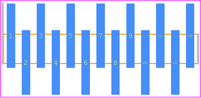 FTR-113-02-S-S - SAMTEC PCB footprint - Header, Unshrouded - Single Row Staggered SMD Pin - Header, Unshrouded - Single Row Staggered SMD Pin - FTR-113-02-S-S