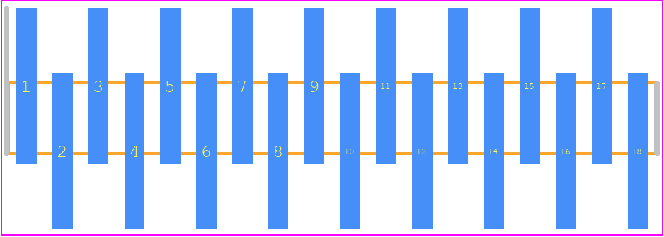 FTR-118-01-S-S - SAMTEC PCB footprint - Header, Unshrouded - Single Row Staggered SMD Pin - Header, Unshrouded - Single Row Staggered SMD Pin - FTR-118-01-S-S