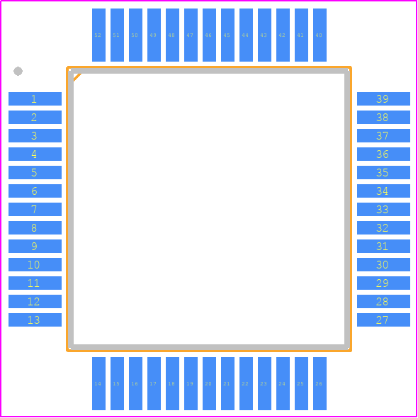 HI-3598PQT - Holt Integrated Circuits Inc. PCB footprint - Quad Flat Packages - Quad Flat Packages - 52-PIN PLASTIC- QUAD FLAT PACK (PQFP)