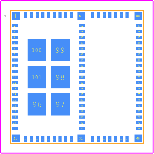 ISP3010-UX-ST - Insight SIP PCB footprint - Other - Other - 14.00 x 14.00 x 1.56 mm, 101-Pad LGA Package