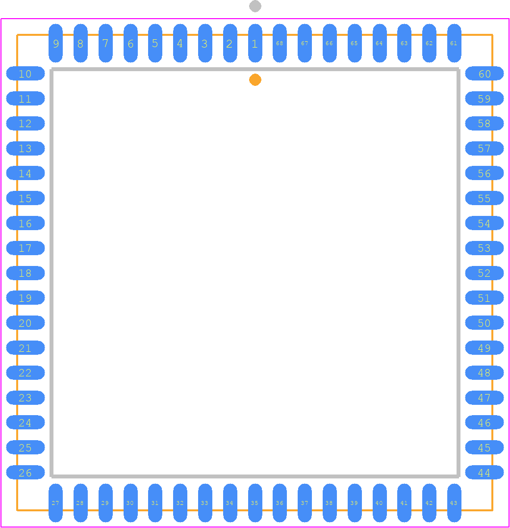 SAB82532N - SIEMENS PCB footprint - Plastic Leaded Chip Carrier - Plastic Leaded Chip Carrier - P-LCC-68