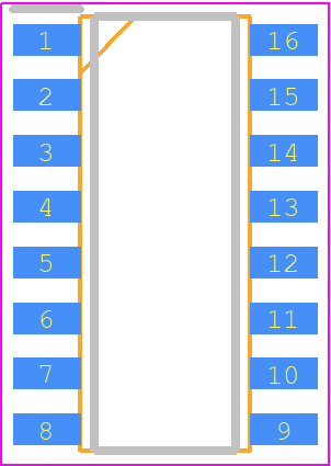 MCP6S28-I/SL - Microchip PCB footprint - Small Outline Packages - Small Outline Packages - 16-Lead(SL) SOIC (Narrow 150 mil)