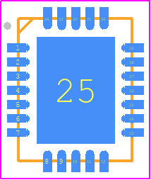 MAX22514ATG+ - Analog Devices PCB footprint - Quad Flat No-Lead - Quad Flat No-Lead - T2445+2C