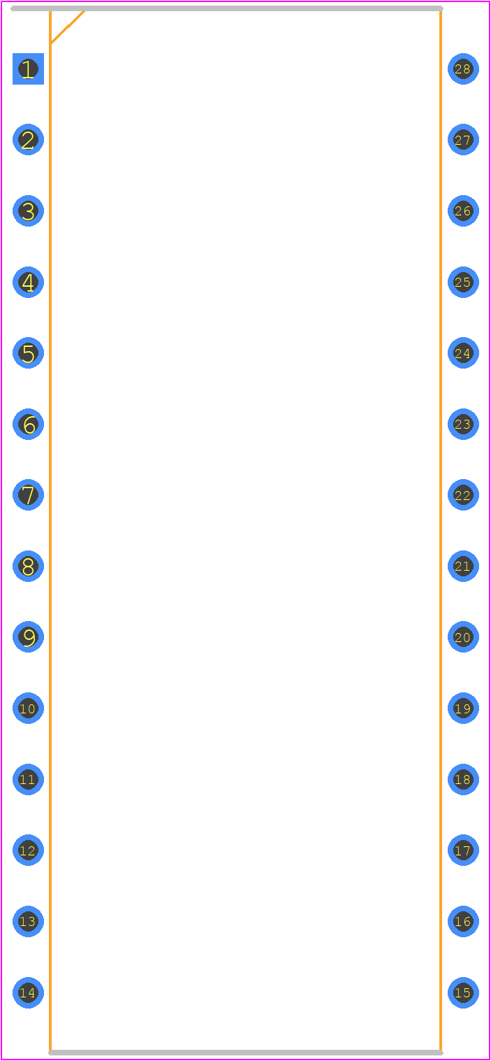 CAT28C256P-20 - onsemi PCB footprint - Dual-In-Line Packages - Dual-In-Line Packages - 28-LEAD MIL WIDE PLASTIC DIP (P)
