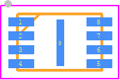 W25Q16JVUXIQ - Winbond PCB footprint - Small Outline No-lead - Small Outline No-lead - USON 2x3x0.6-mm