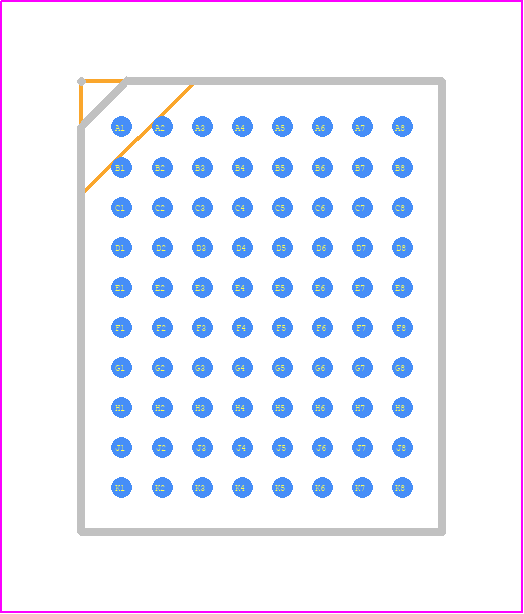 LTM8071IY - Analog Devices PCB footprint - BGA - BGA - BGA Package 80-Lead (11.25mm × 9mm × 3.32mm) (Reference LTC DWG # 05-08-1997 Rev B) 6 SEE NOTES SYMB