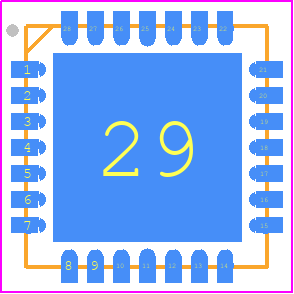 PIC24HJ64GP202-I/MM - Microchip PCB footprint - Quad Flat No-Lead - Quad Flat No-Lead - (MM) 28-Lead(QFN-S)
