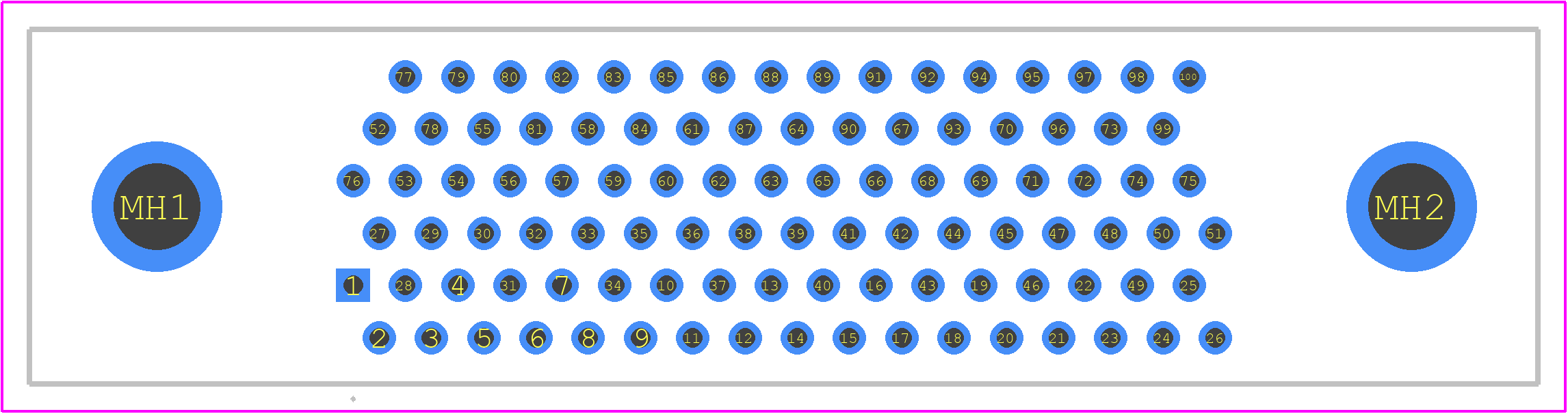 MWDM1L-100SCBSNU-.080 - Glenair PCB footprint - Other - Other - MWDM1L-100SCBSNU-.080-4