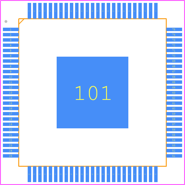 SPC584C70E3E0K1X - STMicroelectronics PCB footprint - Quad Flat Packages - Quad Flat Packages - eTQFP100 (14 x 14 x 1.0 mm)