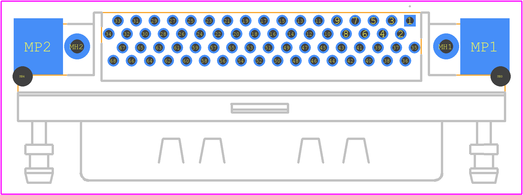 HDRA-EC68LFDT+ - 3D Plus PCB footprint - Other - Other - HDRA-EC68LFDT+-2