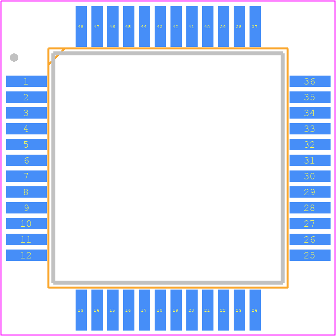 PCM1605Y/1K - Texas Instruments PCB footprint - Quad Flat Packages - Quad Flat Packages - PJS (S-PQFP-G48)-1