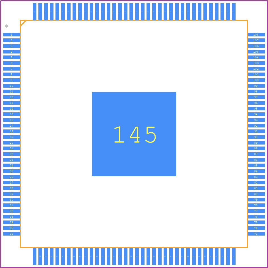 SPC574K70E5C6FAR - STMicroelectronics PCB footprint - Quad Flat Packages - Quad Flat Packages - eTQFP144 case drawing.