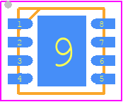 IC-PX3212 - ic-haus PCB footprint - Small Outline No-lead - Small Outline No-lead - oDFN8-3x3 (3 mm x 3 mm)