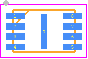 W25Q80EWUXIE - Winbond PCB footprint - Small Outline No-lead - Small Outline No-lead - 8-Pad USON 2x3-mm (Package Code UXIE)