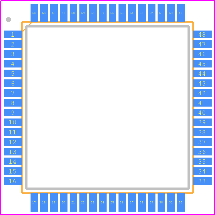 ATMEGA645P-AU - Microchip PCB footprint - Quad Flat Packages - Quad Flat Packages - 64A_