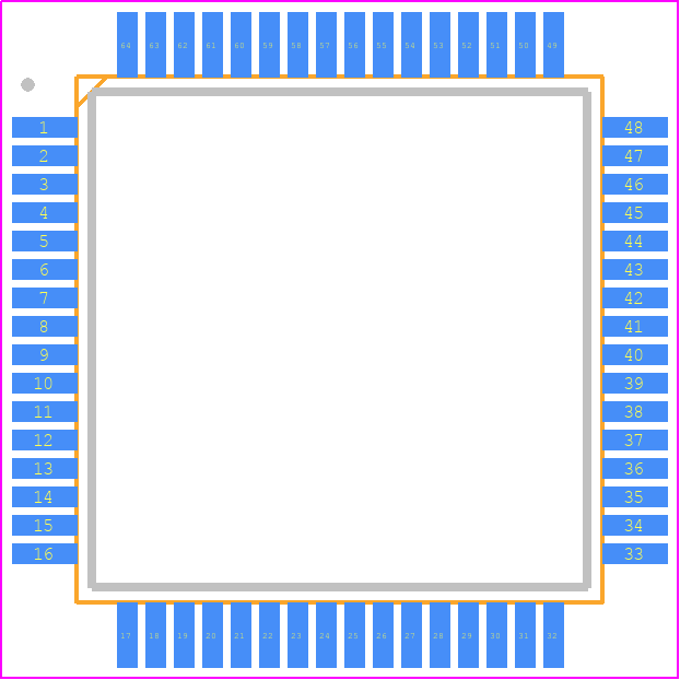 R5F104LKAFA#10 - Renesas Electronics PCB footprint - Quad Flat Packages - Quad Flat Packages - PLQP0064JA-A