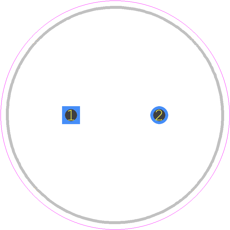 MAL214658471E3 - Vishay PCB footprint - Capacitor, Polarized Radial Diameter - Capacitor, Polarized Radial Diameter - MAL214658471E3
