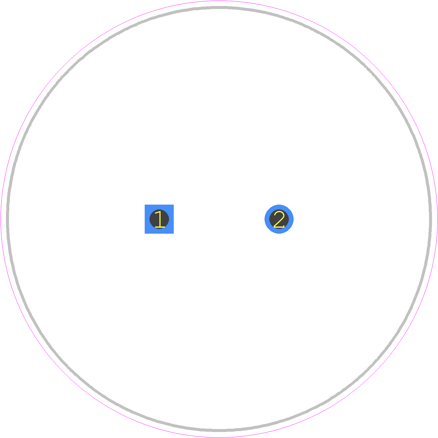 ELG159M016AT1AA - Yageo Group PCB footprint - Capacitor, Polarized Radial Diameter - Capacitor, Polarized Radial Diameter - 35mm x 25mm