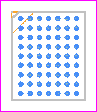 LTM4705EY#PBF - Analog Devices PCB footprint - BGA - BGA - 63-Lead (6.25mm × 7.50mm × 3.22mm)