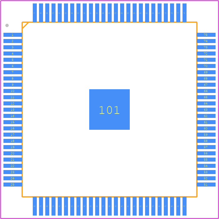 LPC5536JBD100E - NXP PCB footprint - Quad Flat Packages - Quad Flat Packages - HLQFP100_(SOT1570-3)