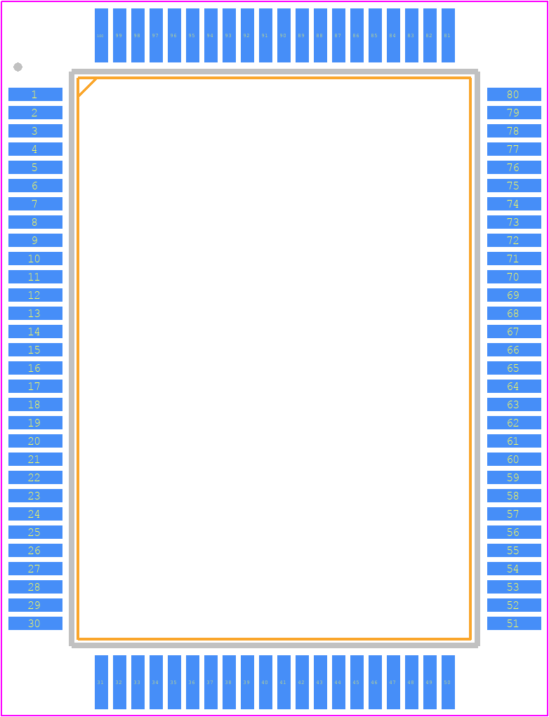ST7063D - Sitronix PCB footprint - Quad Flat Packages - Quad Flat Packages - 100-QFP-1420C
