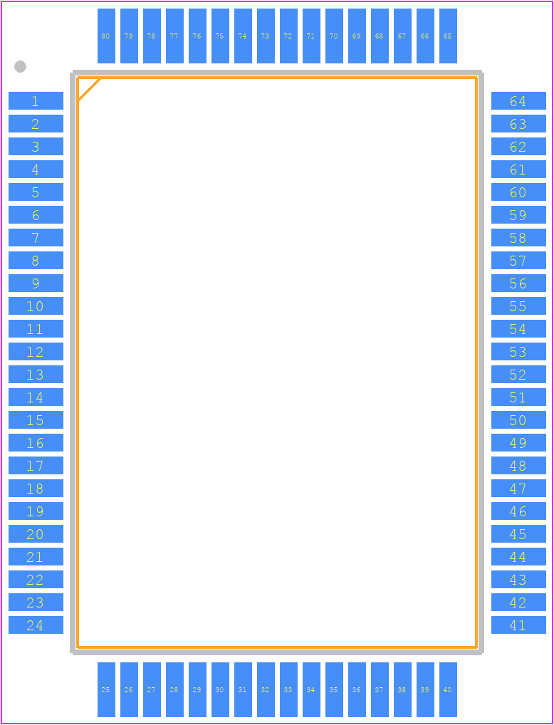 TMP88CP76F - Toshiba PCB footprint - Quad Flat Packages - Quad Flat Packages - P-QFP80-P-1420-0.80B
