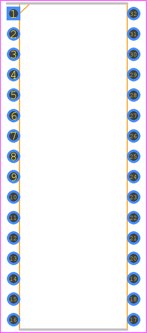 ST72C215G2B6 - STMicroelectronics PCB footprint - Dual-In-Line Packages - Dual-In-Line Packages - 32-Pin Shrink Plastic Dual In Line Package