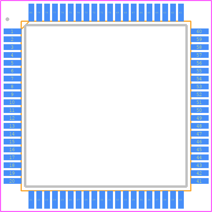 STM32G491MET3 - STMicroelectronics PCB footprint - Quad Flat Packages - Quad Flat Packages - LQFP is a 80-pin, 14 x 14 mm low-profile quad flat package*