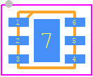 MIC5305-4.6YMT-TR - Microchip PCB footprint - Small Outline No-lead - Small Outline No-lead - 6-Pin 2x2 Thin MLF® (MT)