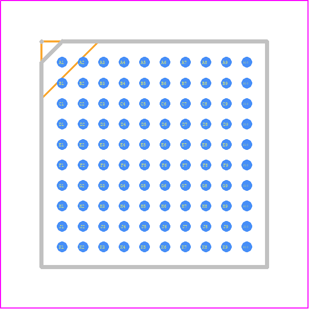 EPF6016AFC100-2 - Intel PCB footprint - BGA - BGA - 100-Pin FineLine Ball-Grid Array (FBGA), Option 1—Wire Bond