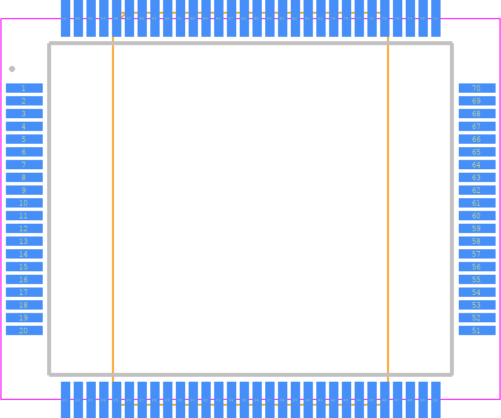 XR16L788IQTR-F - MaxLinear, Inc. PCB footprint - Quad Flat Packages - Quad Flat Packages - 100-Lead QFP-1