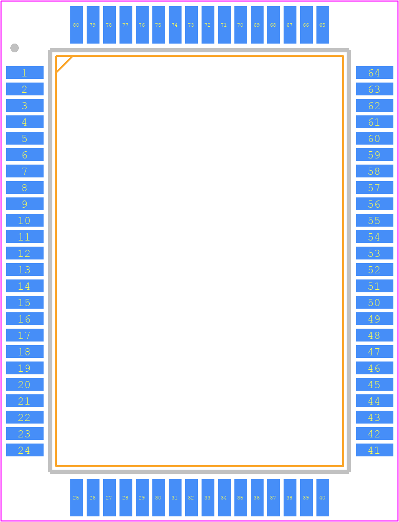 DS5002FPM-16+ - Analog Devices PCB footprint - Quad Flat Packages - Quad Flat Packages - 80 QFP