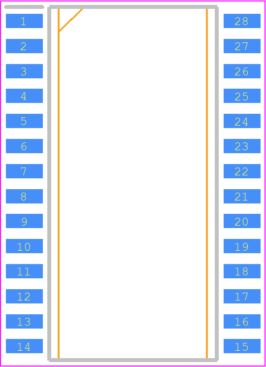 CY62256NLL-55SNXIT - Alliance Memory PCB footprint - Small Outline Packages - Small Outline Packages - 28-pin SNC (300 Mils) SN28.3 (Narrow Body) Package Outline