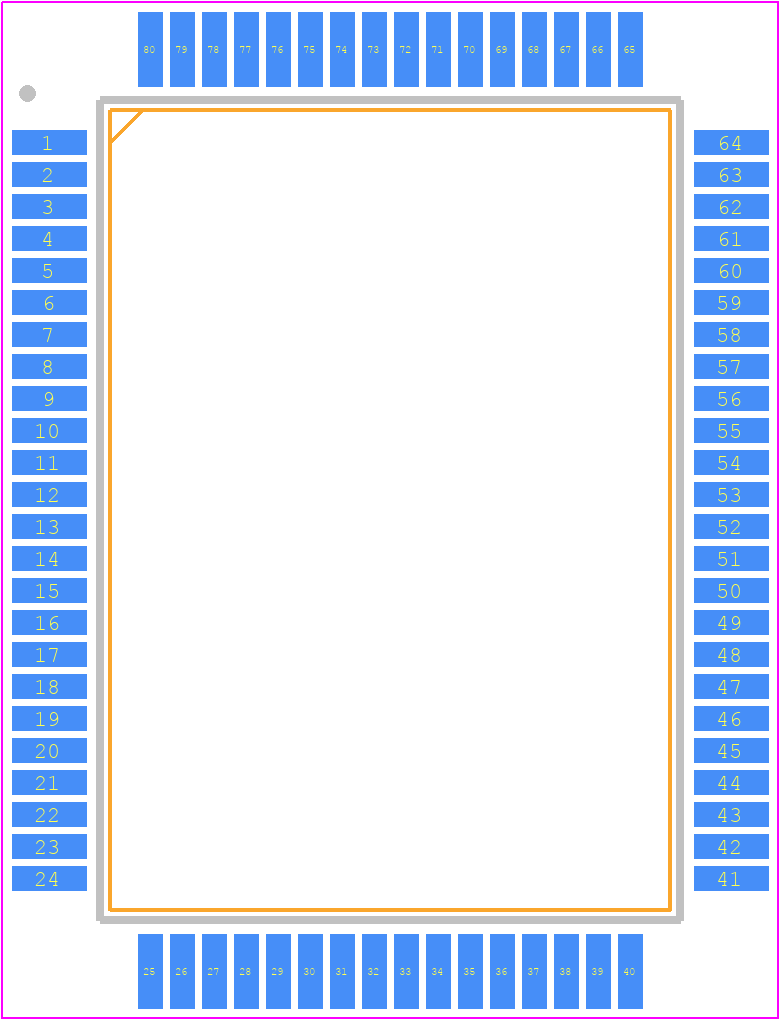 IP2022/PQ80-120 - UBICOM INC PCB footprint - Quad Flat Packages - Quad Flat Packages - 80 Pin PQFP