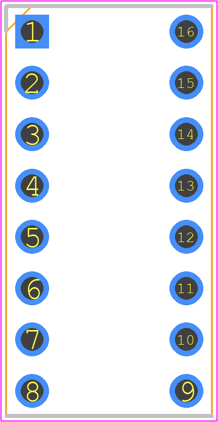KB2785YW - Kingbright PCB footprint - Dual-In-Line Sockets - Dual-In-Line Sockets - 16-Pin Dip