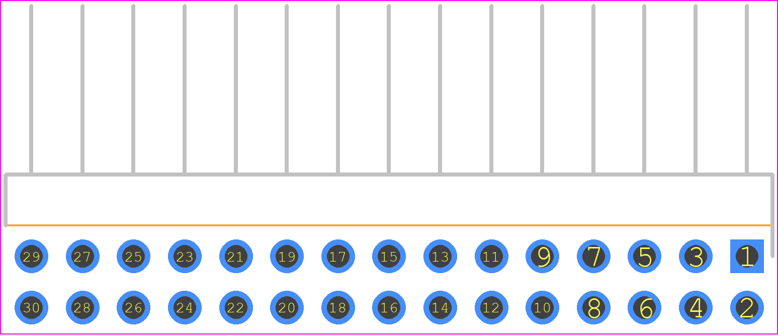 MTSW-115-22-G-D-300-RA - SAMTEC PCB footprint - Header, Unshrouded - Right Angle PTH Pin - Header, Unshrouded - Right Angle PTH Pin - MTSW-115-22-G-D-300-RA