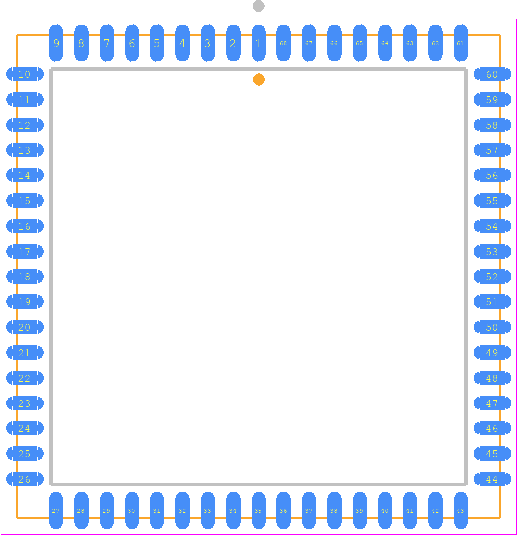 SAB80535-N-40/85 - Infineon PCB footprint - Plastic Leaded Chip Carrier - Plastic Leaded Chip Carrier - P-LCC-68 – SMD