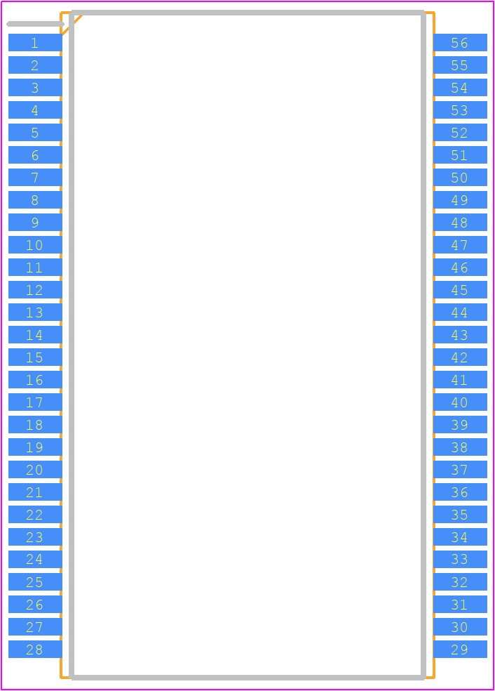 AM29BL802CB-65RZF - AMD PCB footprint - Small Outline Packages - Small Outline Packages - SSO056—56-Pin Shrink Small Outline Package