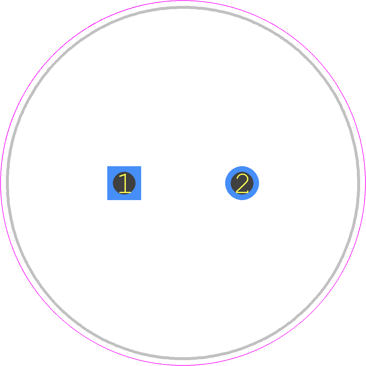 LH063M4700BPF-3030 - KEMET PCB footprint - Capacitor, Polarized Radial Diameter - Capacitor, Polarized Radial Diameter - 30x30